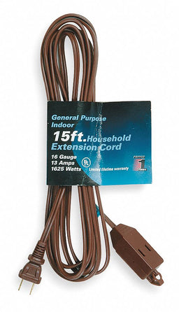 Extension Cord 15ft 16Ga 13A SPT-2 Brn