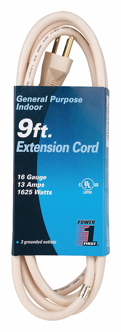 Extension Cord 9ft 16Ga 13A SJT Beg