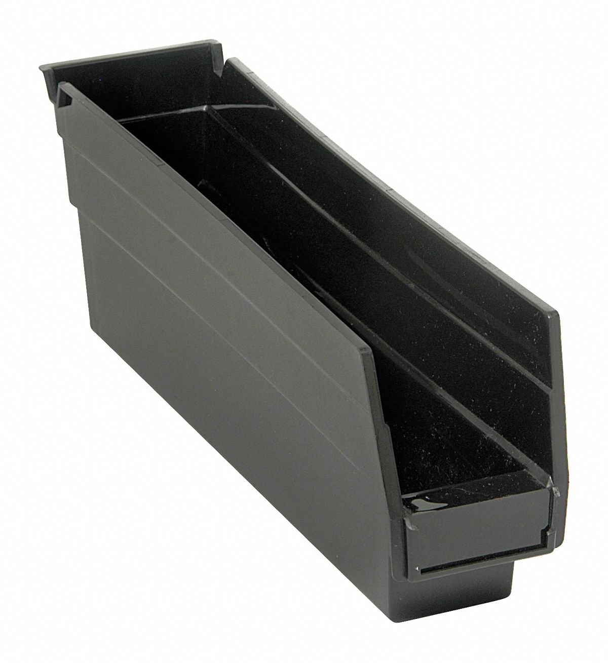 Shelf Bin Black Polypropylene 4 in