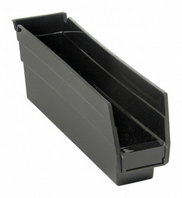 Shelf Bin Black Polypropylene 4 in