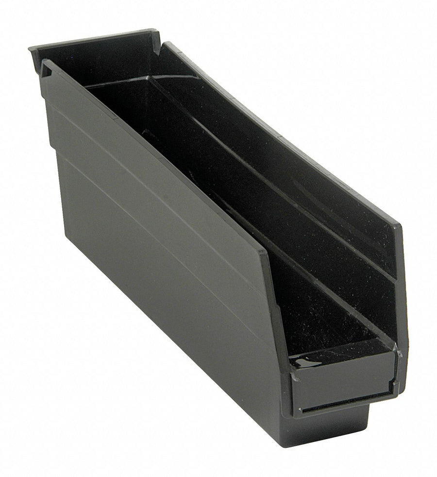 Shelf Bin Black Polypropylene 4 in