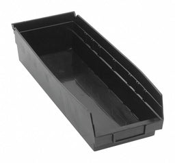 Shelf Bin Black Polypropylene 4 in