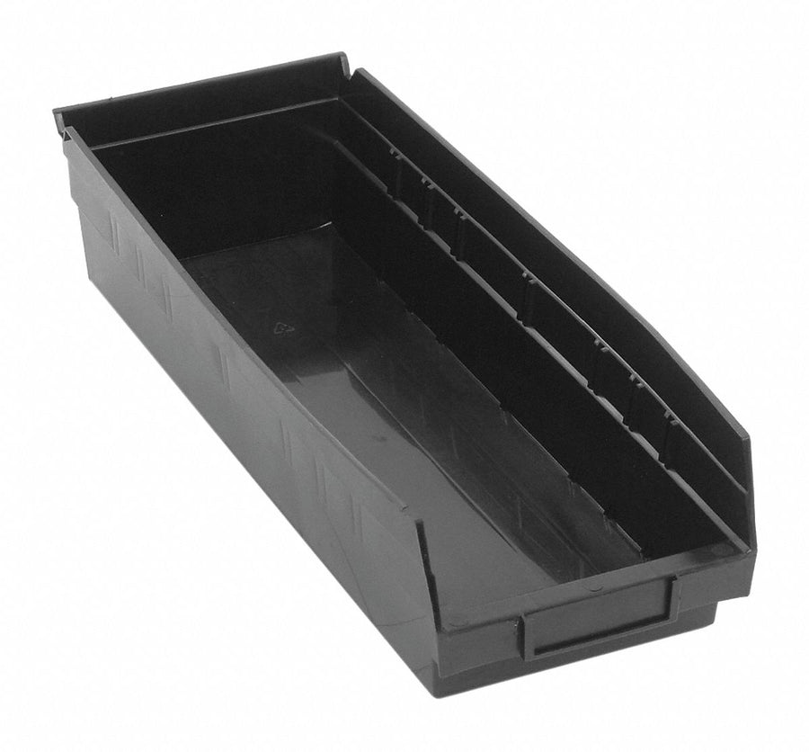 Shelf Bin Black Polypropylene 4 in