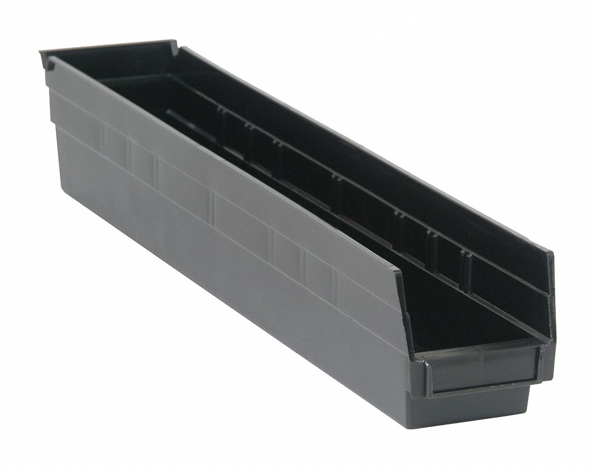 Shelf Bin Black Polypropylene 4 in