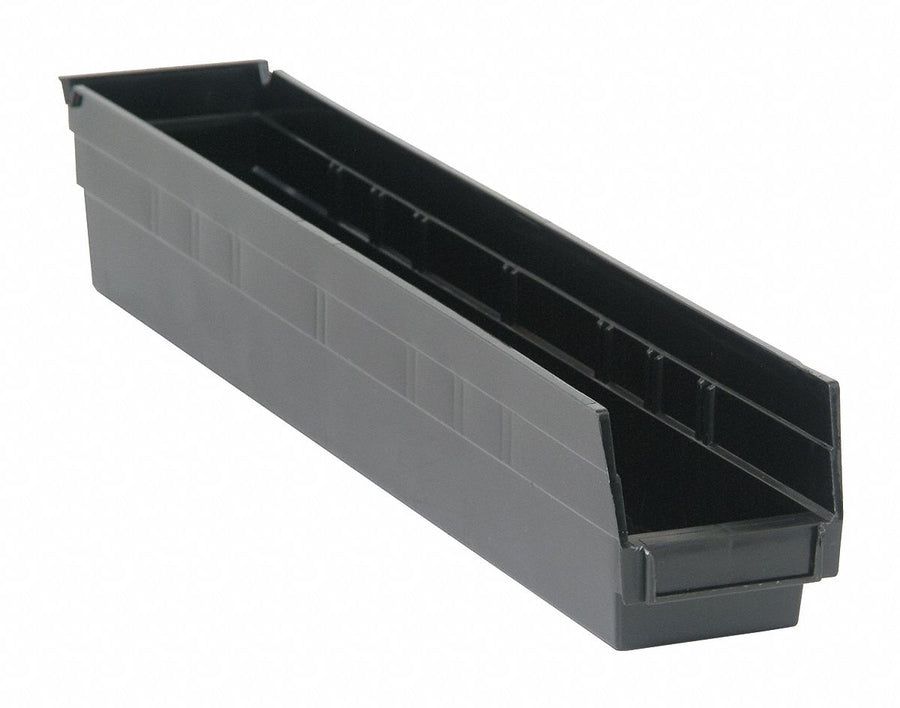 Shelf Bin Black Polypropylene 4 in