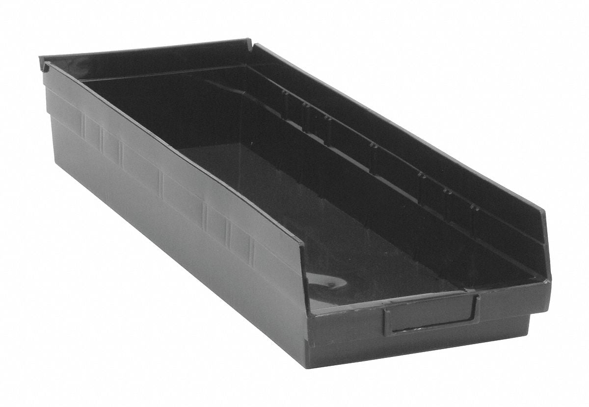 Shelf Bin Black Polypropylene 4 in
