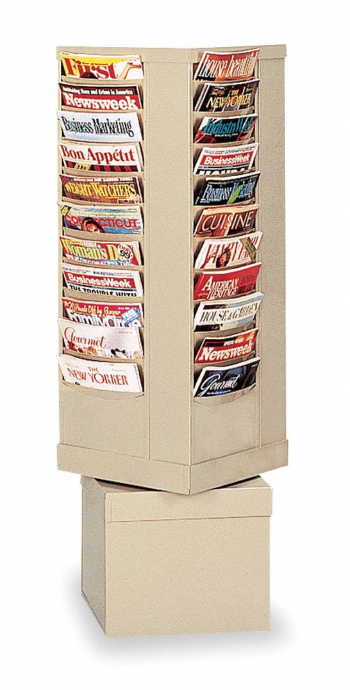Rotating Literature Rack 48 1/2 H Tan