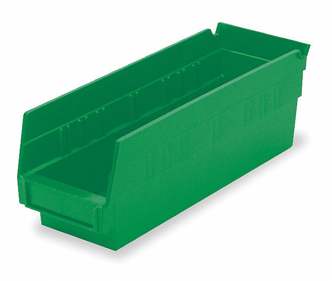 F8466 Shelf Bin Green Indstr Grd Poly 4 in