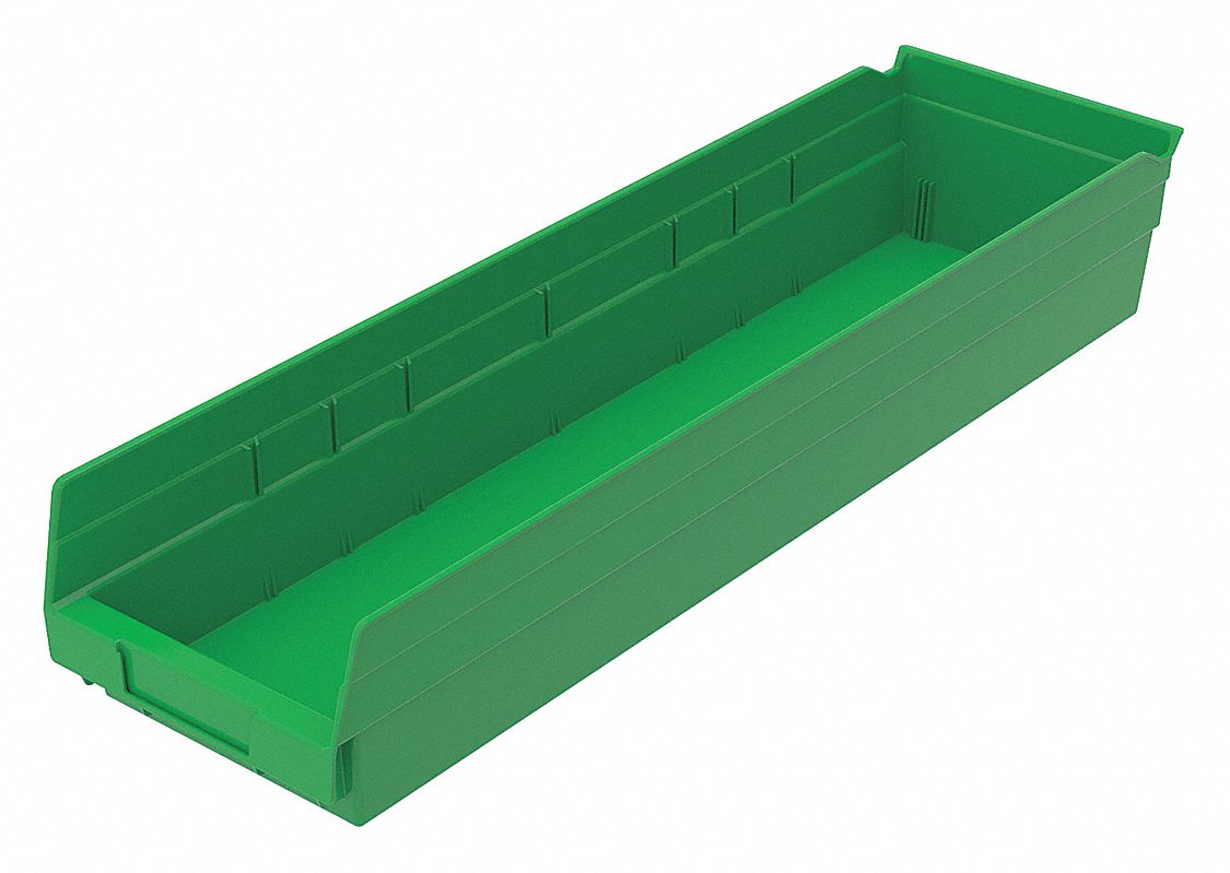 F8875 Shelf Bin Green Indstr Grd Poly 4 in