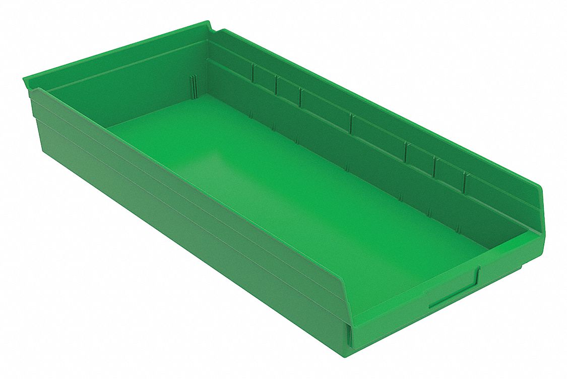 F8909 Shelf Bin Green Indstr Grd Poly 4 in