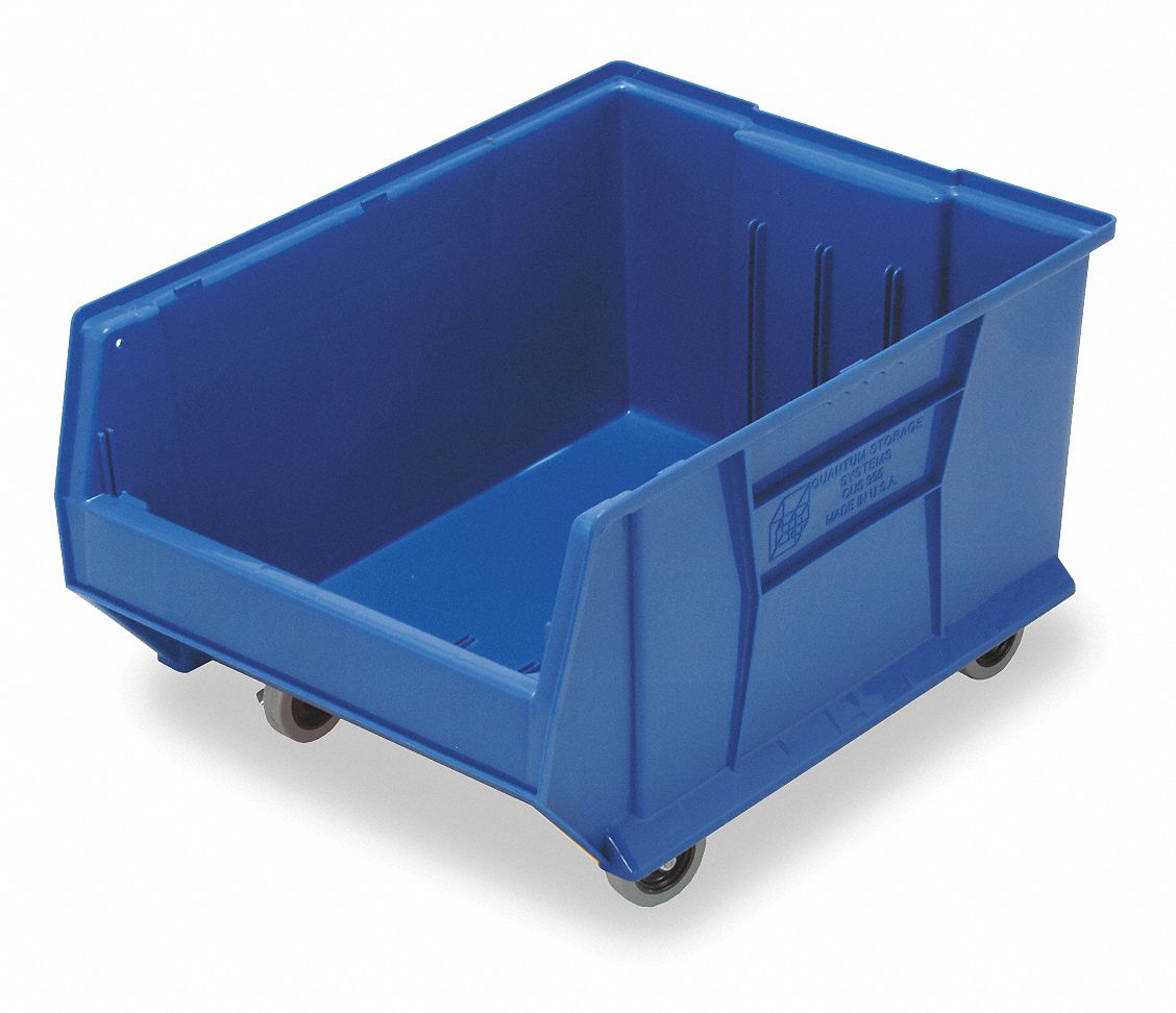 E4549 Mobile Bin Blue Polypropylene 12 in