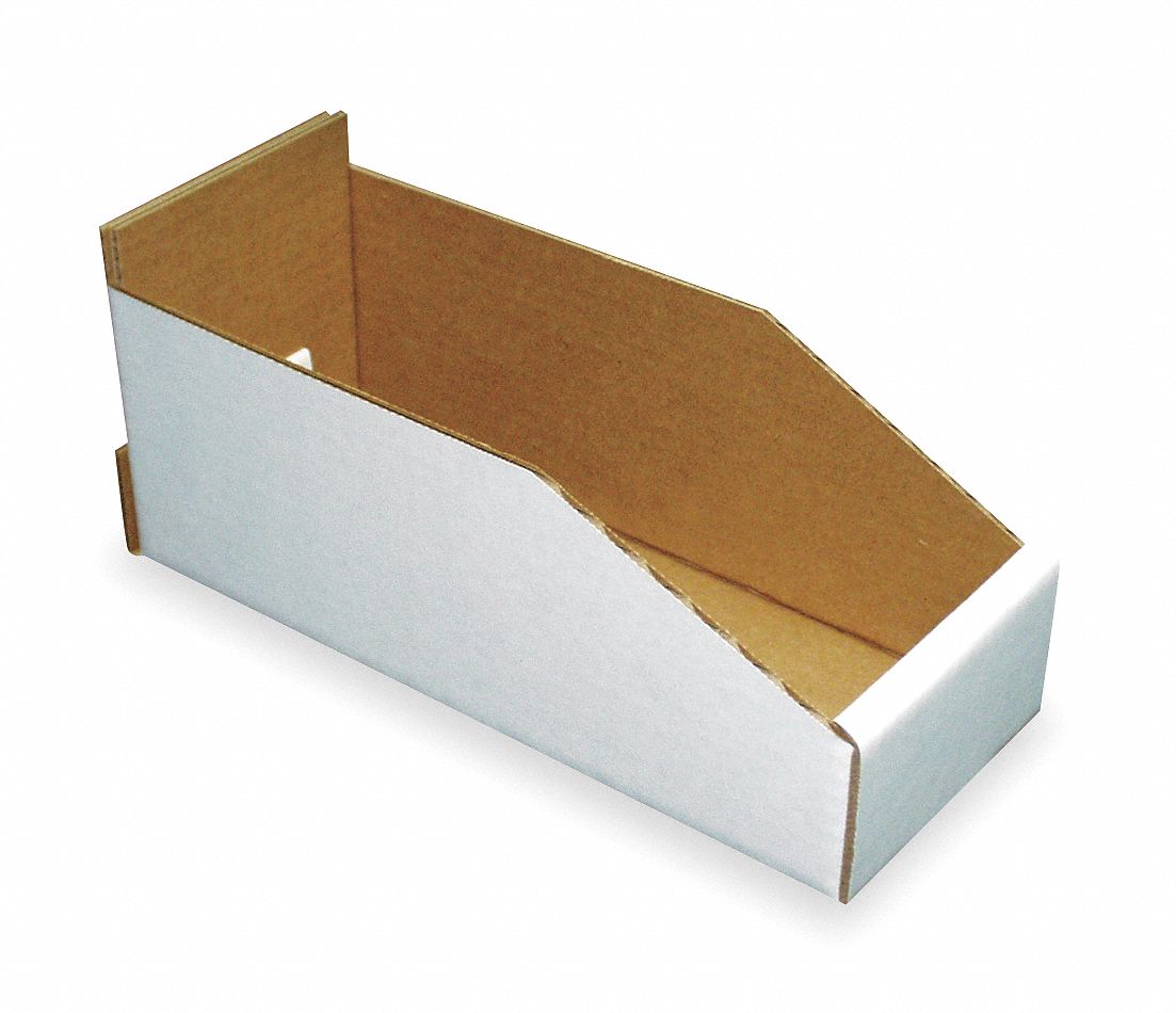 Corr Shelf Bin White Cardboard 4 3/4 in