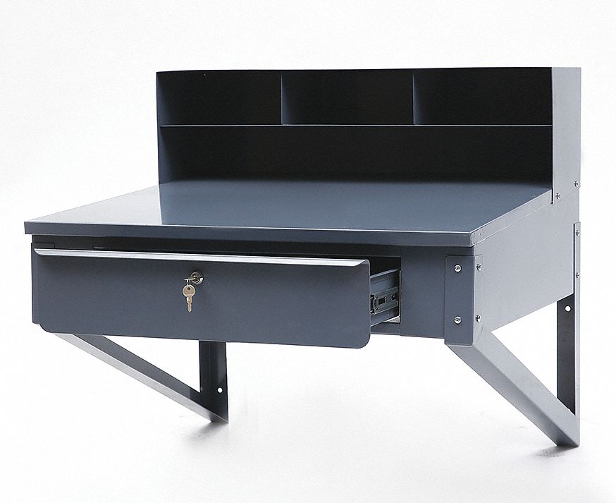 Stationary Wall Mount Desk 37 1/2 H Gray