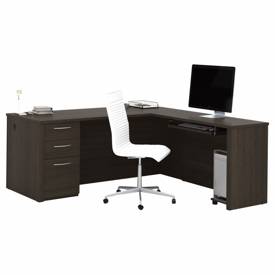 L-Shaped Desk 30.4 in H Dark Chocolate