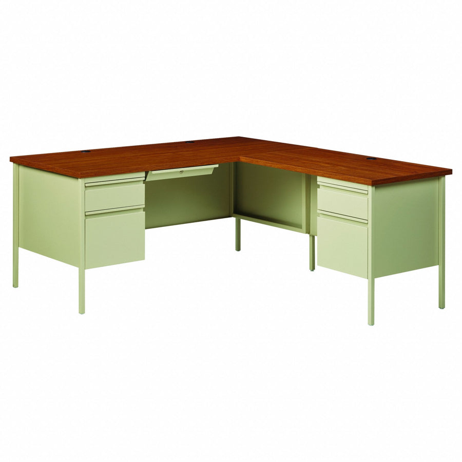 L-Shaped Desk 29 1/2 in H Oak/Putty