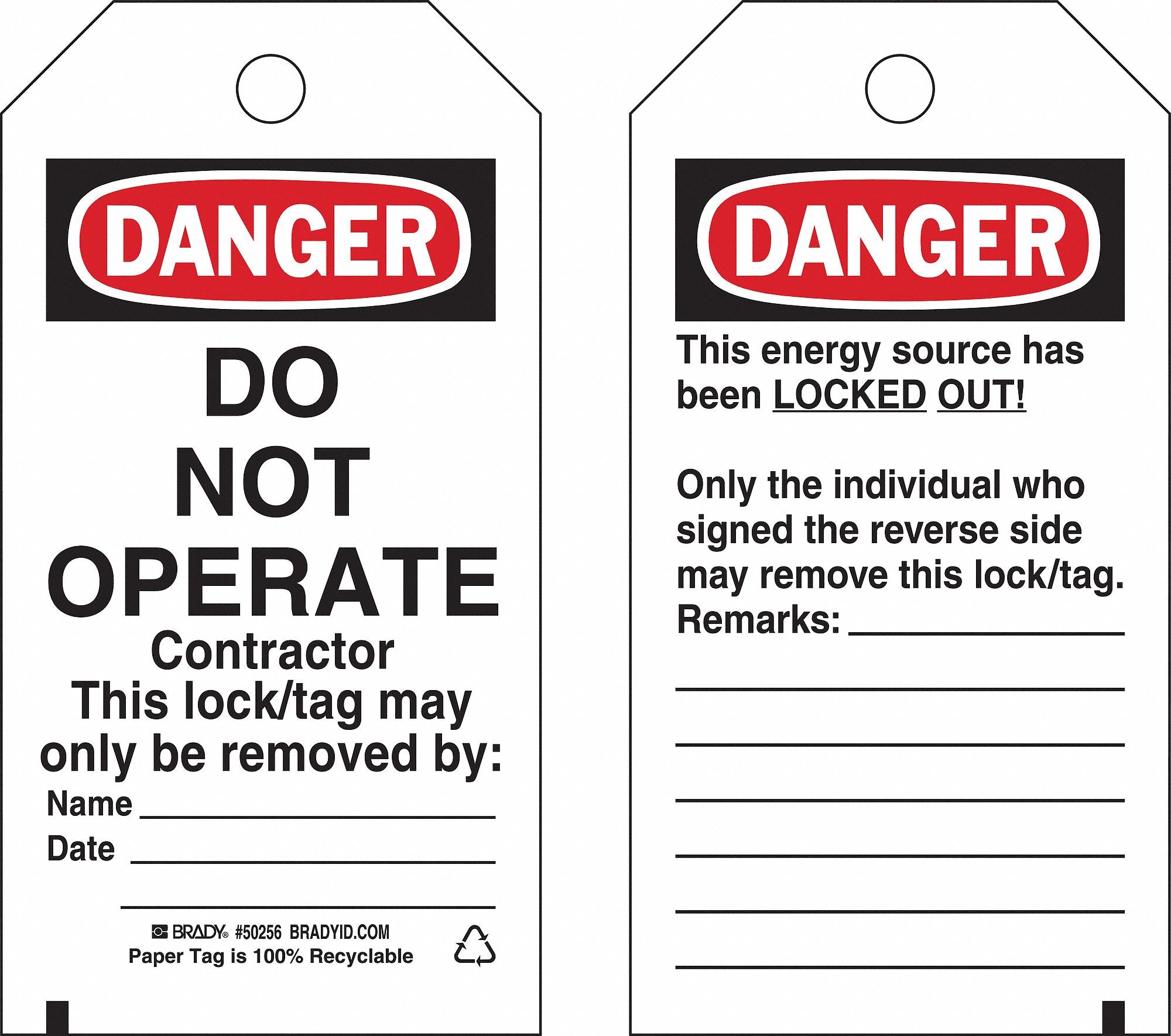 Danger Tag 5-3/4inHx3inW Cardstock PK25
