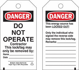 Danger Tag 5-3/4inHx3inW Cardstock PK25
