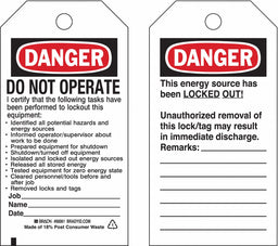 Danger Tag 5-3/4inHx3inW Cardstock PK25