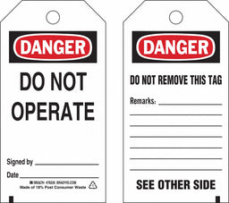 Danger Tag 5-1/2inHx3inW Poly Brass PK25