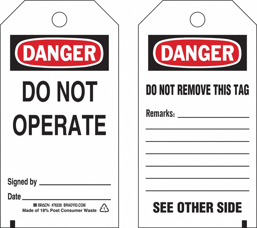 Danger Tag 5-1/2inHx3inW Poly Brass PK25