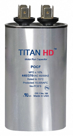 Motor Run Capacitor 55 MFD 3 13/32  H