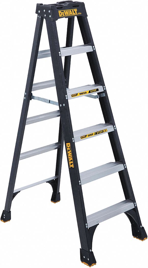 Stepladder Fiberglass 6 ft H 300 lb Cap