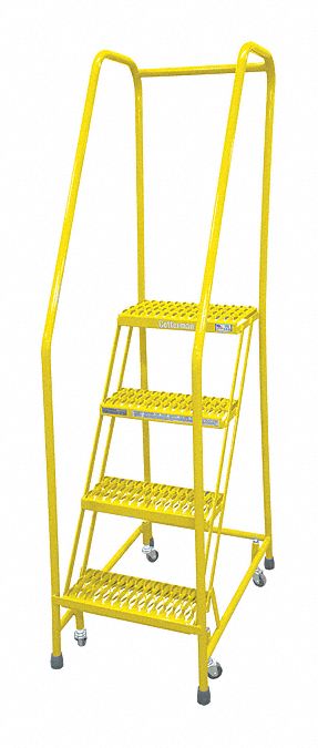 Rolling Ladder Steel 70In. H. Yellow