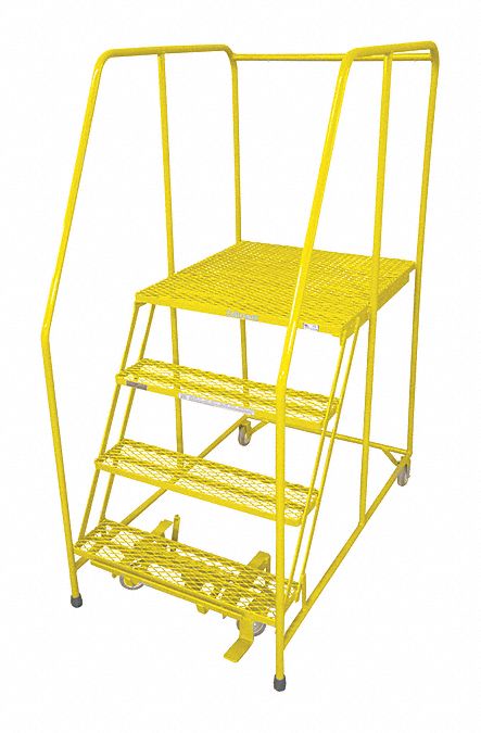 Rolling Ladder Steel 70In. H. Yellow