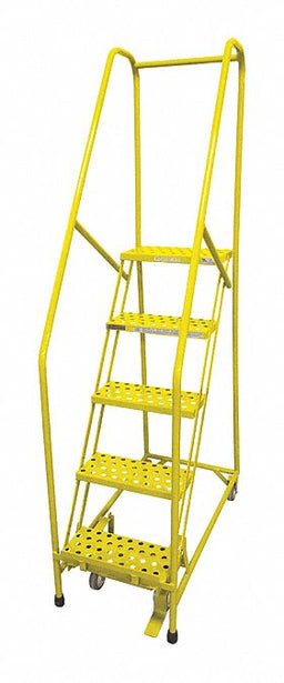 Rolling Ladder Steel 80In. H. Yellow