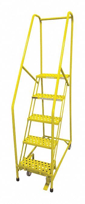 Rolling Ladder Steel 80In. H. Yellow