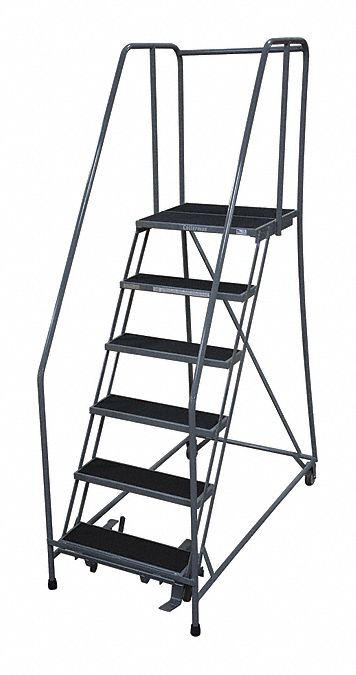 Rolling Ladder Steel 90In. H. Gray