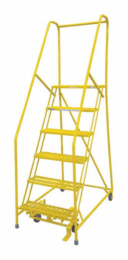 Rolling Ladder Steel 90In. H. Yellow