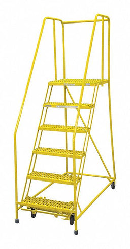 Rolling Ladder Steel 90In. H. Yellow