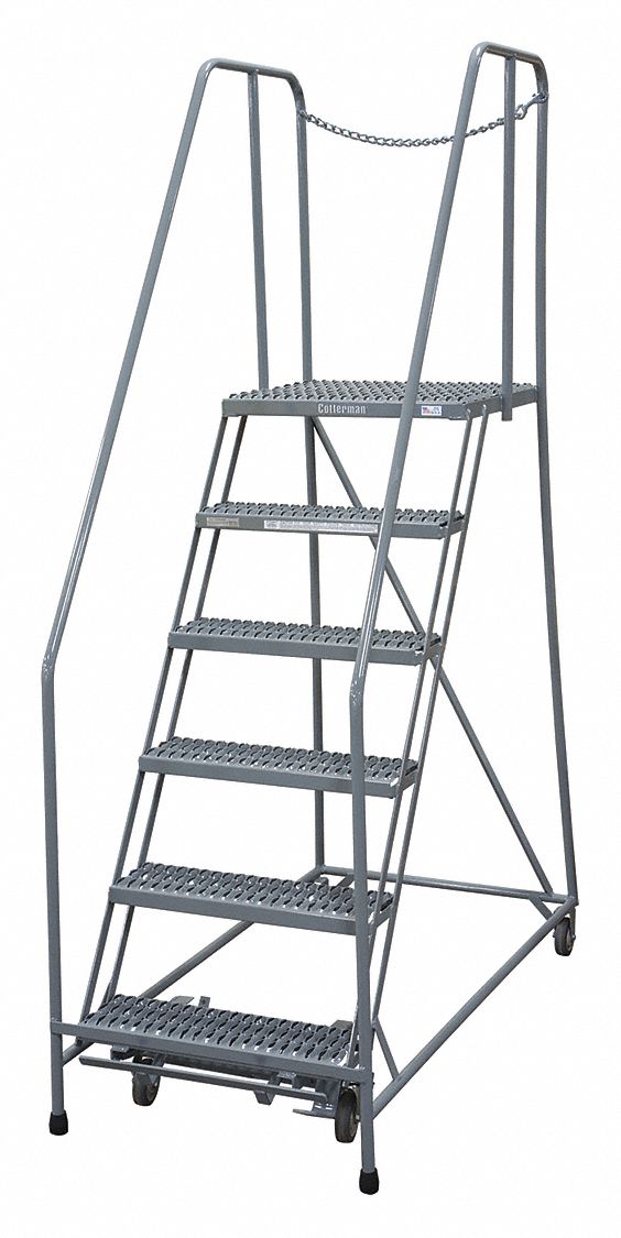 Rolling Ladder Steel 90In. H. Gray