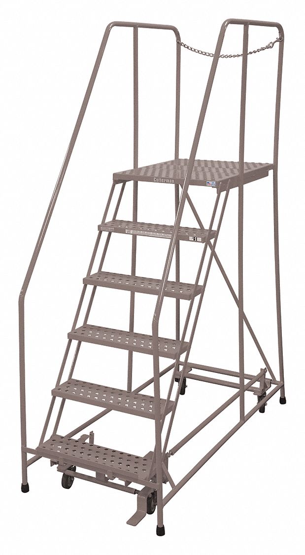 Rolling Ladder Steel 90In. H. Gray