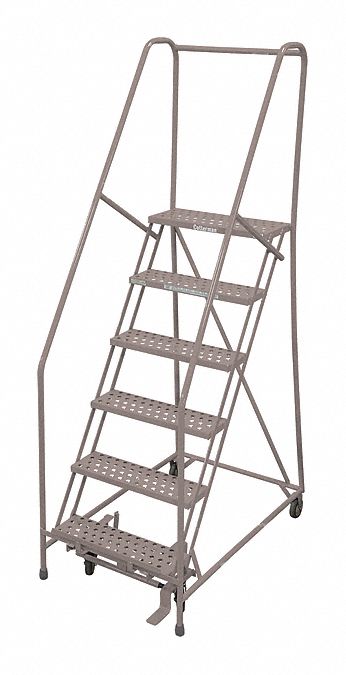 Rolling Ladder Steel 90In. H. Gray