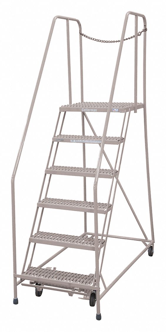 Rolling Ladder Steel 90In. H. Gray