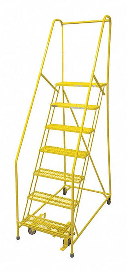 Rolling Ladder Steel 100In. H. Yellow