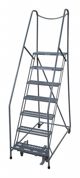 Rolling Ladder Steel 100In. H. Gray