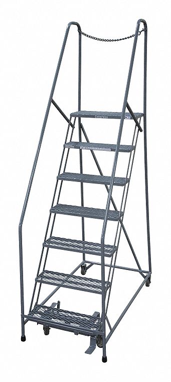Rolling Ladder Steel 100In. H. Gray