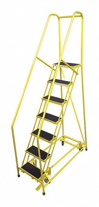 Rolling Ladder Steel 100In. H. Yellow