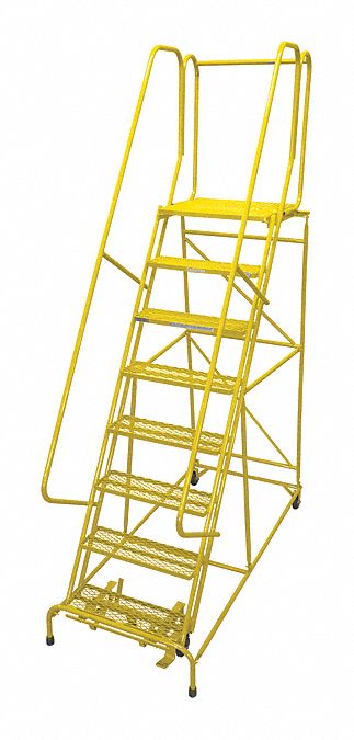 Rolling Ladder Steel 110In. H. Yellow