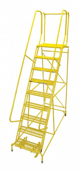 Rolling Ladder Steel 120In. H. Yellow