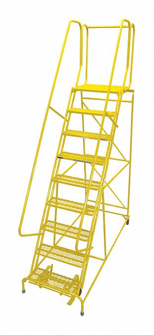 Rolling Ladder Steel 120In. H. Yellow