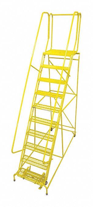 Rolling Ladder Steel 130In. H. Yellow