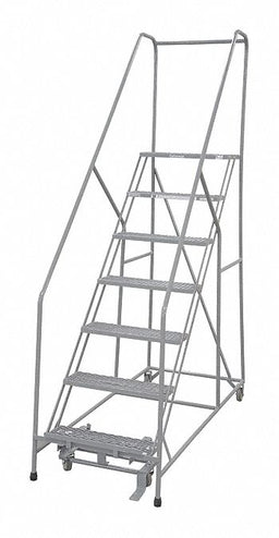 Rolling Ladder Steel 100In. H. Gray