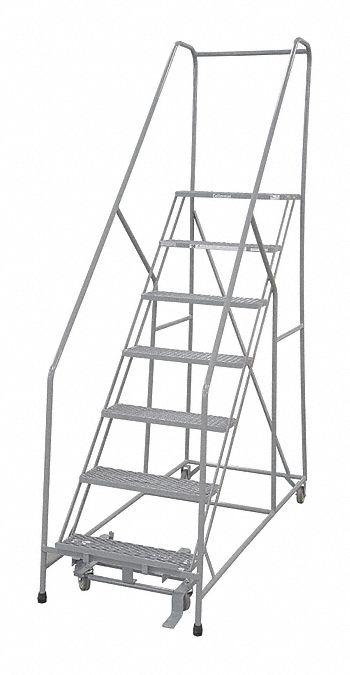 Rolling Ladder Steel 100In. H. Gray