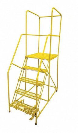 Rolling Ladder Steel 80In. H. Yellow