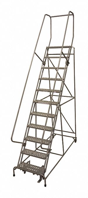 Rolling Ladder Steel 140In. H. Gray