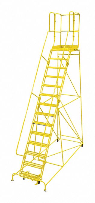 Rolling Ladder Steel 182In. H. Yellow